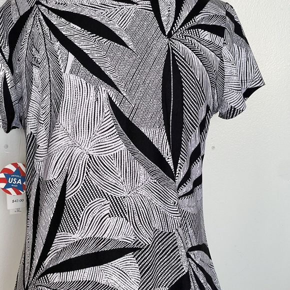 Bleeker & McDougal Womens Blouse Size Small High Low Safari Print White Black - Picture 7 of 12